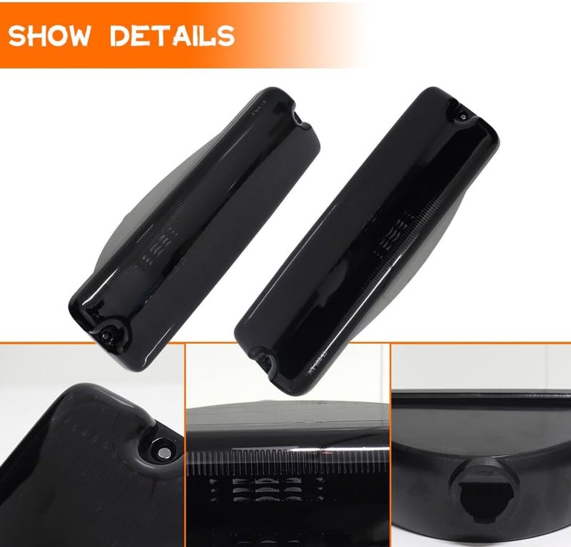 Tonsya For 1991 1992 1993 Dodge D150, D250, D350, W150, W250e, W350 Ramcharger,1991 Dodge D150S, W150S Front Parking turn signal lights housings Smoked Lens #55026085, 55026084 - Image 2